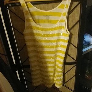 Yellow and white sequence tank top